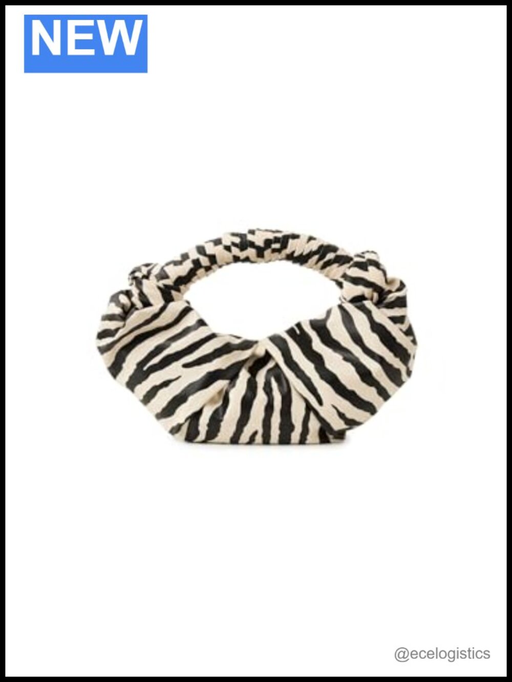 Vegan Leather Zebra Print Clutch with Rolled Top Handle | Woven Straw Look